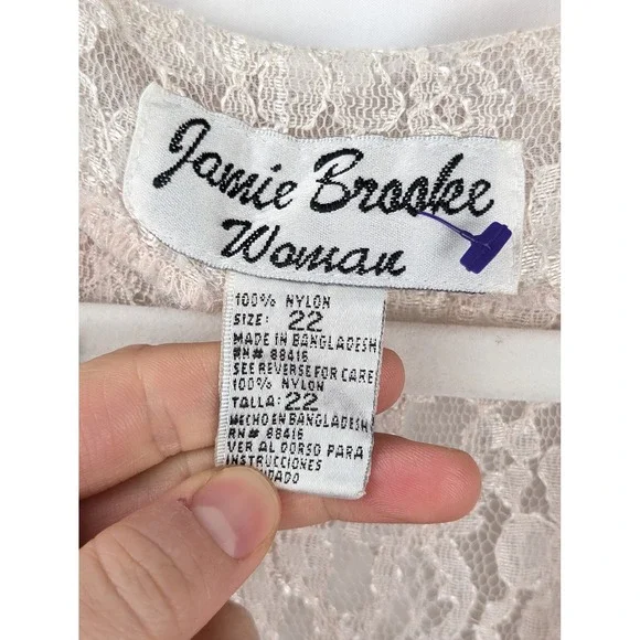 Vintage Pink Sheer Lace Dress Floral Maxi Robe Button 22 Fairy Dainty Romantic - Picture 6 of 10